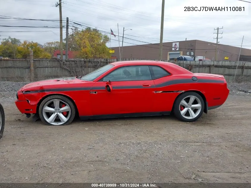 2010 Dodge Challenger Srt8 VIN: 2B3CJ7DW4AH110081 Lot: 40739959