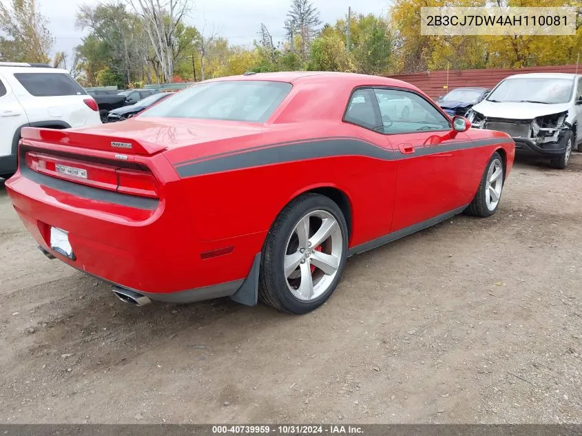 2010 Dodge Challenger Srt8 VIN: 2B3CJ7DW4AH110081 Lot: 40739959