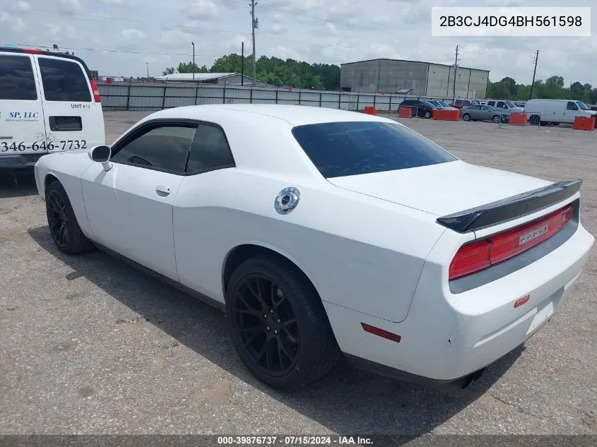 2011 Dodge Challenger VIN: 2B3CJ4DG4BH561598 Lot: 39876737