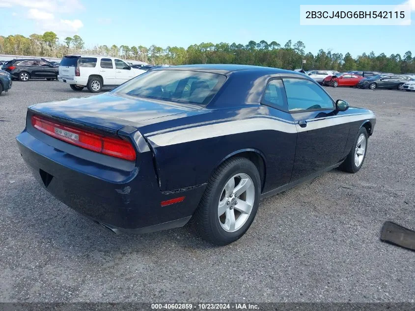 2011 Dodge Challenger VIN: 2B3CJ4DG6BH542115 Lot: 40602859