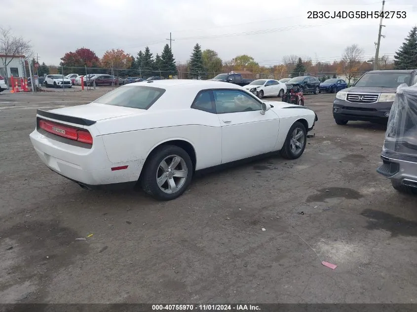 2011 Dodge Challenger VIN: 2B3CJ4DG5BH542753 Lot: 40755970