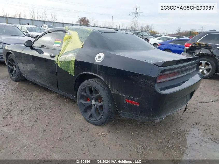 2012 Dodge Challenger VIN: 2C3CDYAG8CH290987 Lot: 12130990