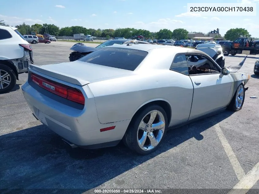 2012 Dodge Challenger Sxt VIN: 2C3CDYAG0CH170438 Lot: 39205050