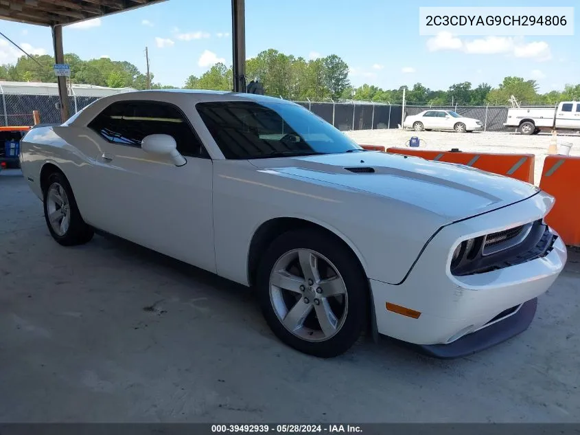 2012 Dodge Challenger Sxt VIN: 2C3CDYAG9CH294806 Lot: 39492939