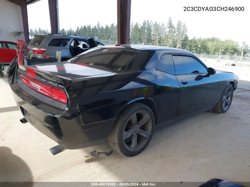 2C3CDYAG3CH246900 2012 Dodge Challenger Sxt