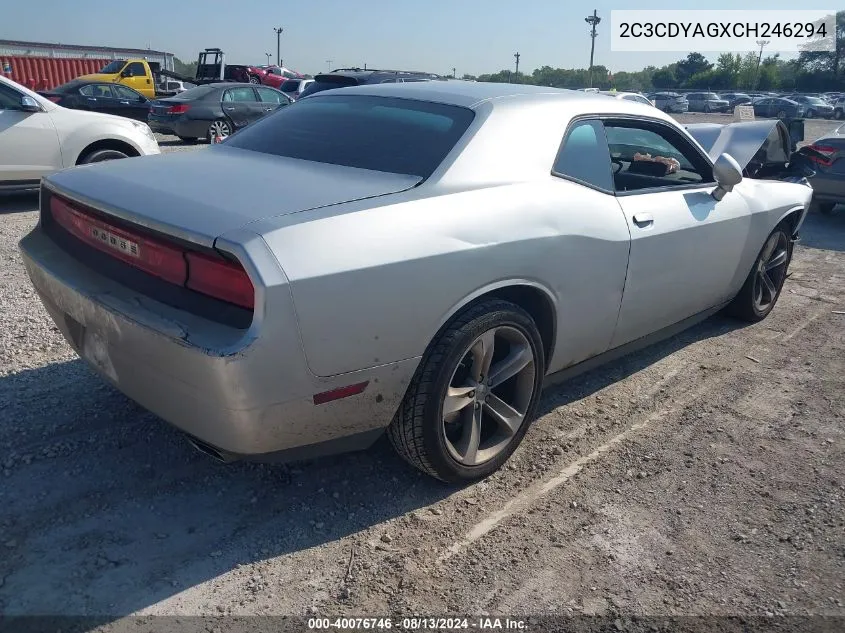 2012 Dodge Challenger Sxt VIN: 2C3CDYAGXCH246294 Lot: 40076746