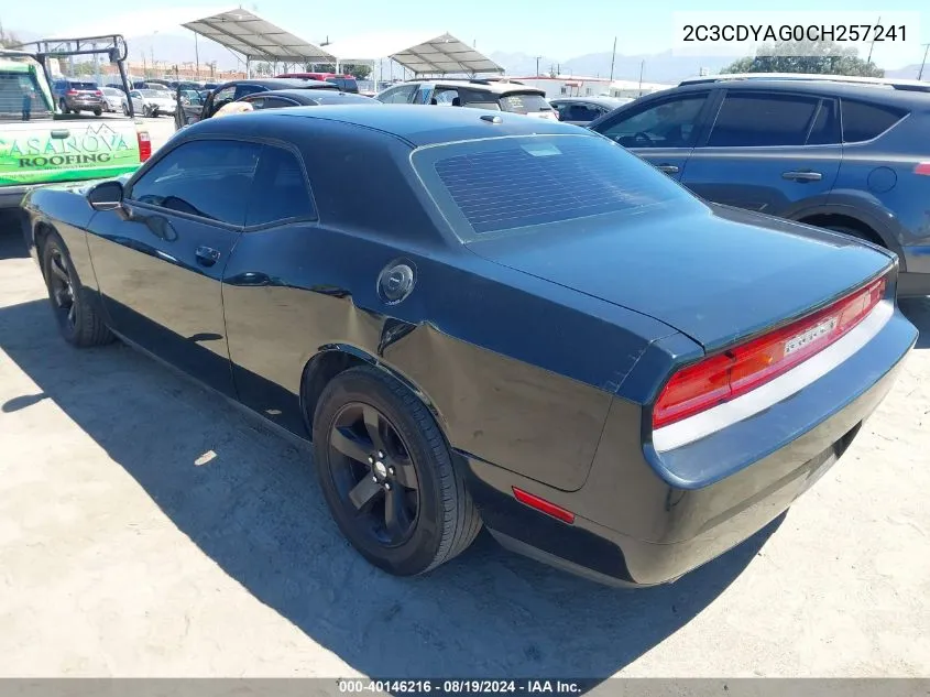 2C3CDYAG0CH257241 2012 Dodge Challenger Sxt