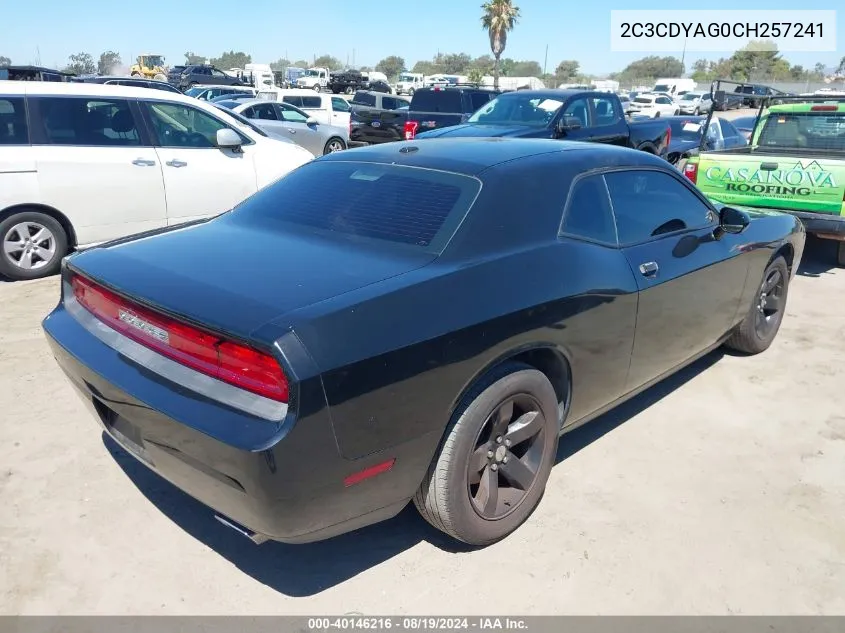 2C3CDYAG0CH257241 2012 Dodge Challenger Sxt