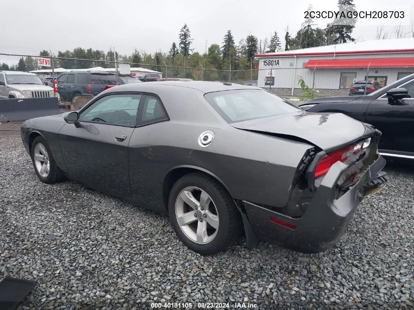 2C3CDYAG9CH208703 2012 Dodge Challenger Sxt