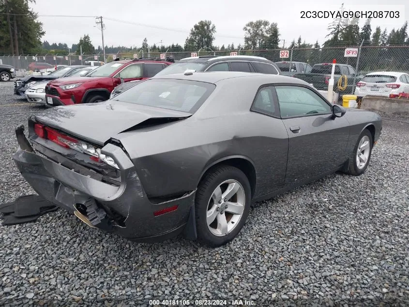 2012 Dodge Challenger Sxt VIN: 2C3CDYAG9CH208703 Lot: 40181105