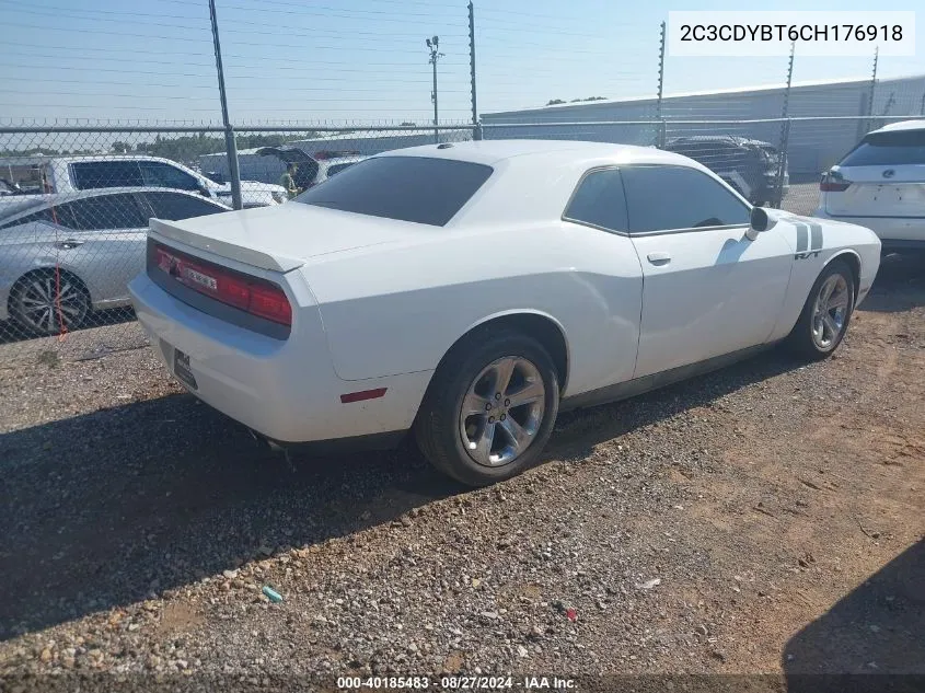 2012 Dodge Challenger R/T VIN: 2C3CDYBT6CH176918 Lot: 40185483