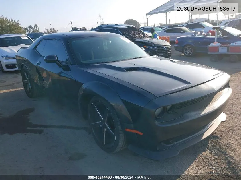 2C3CDYAG3CH153617 2012 Dodge Challenger Sxt