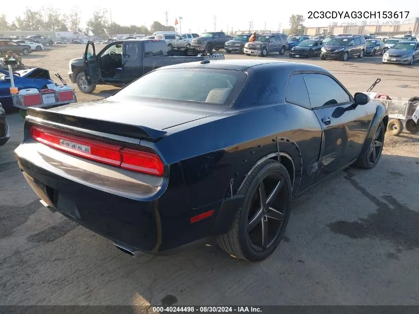 2012 Dodge Challenger Sxt VIN: 2C3CDYAG3CH153617 Lot: 40244498