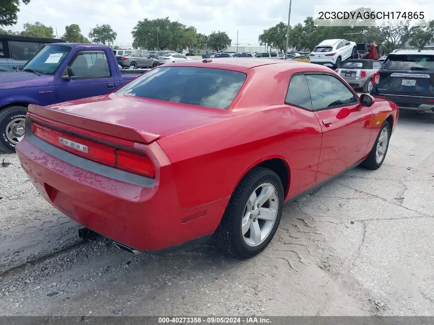 2C3CDYAG6CH174865 2012 Dodge Challenger Sxt