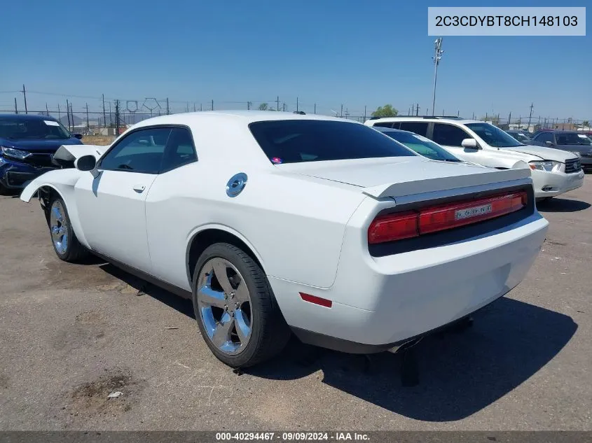 2012 Dodge Challenger R/T VIN: 2C3CDYBT8CH148103 Lot: 40294467