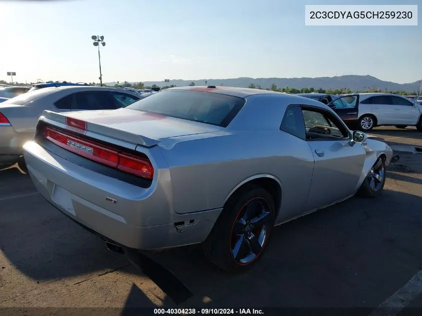 2012 Dodge Challenger Sxt VIN: 2C3CDYAG5CH259230 Lot: 40304238