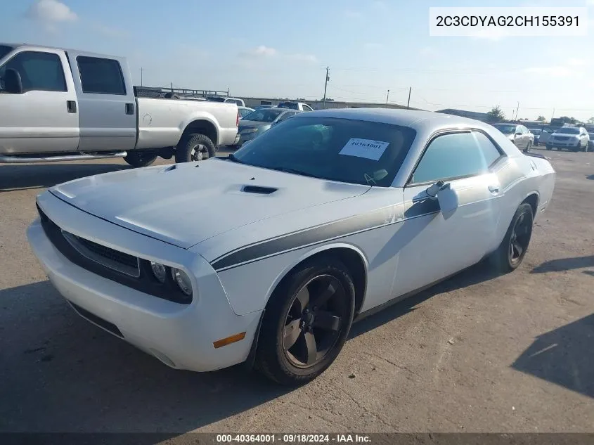 2012 Dodge Challenger Sxt VIN: 2C3CDYAG2CH155391 Lot: 40364001