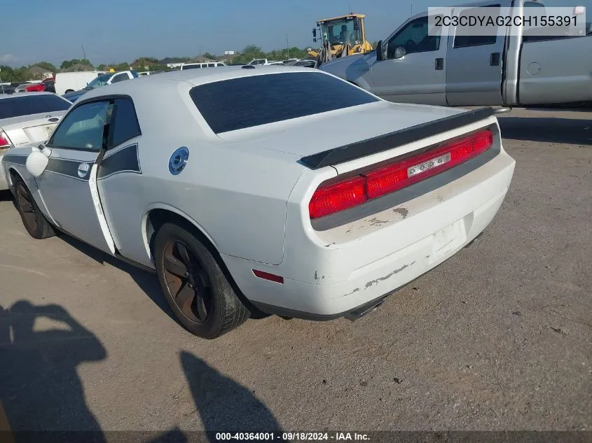 2012 Dodge Challenger Sxt VIN: 2C3CDYAG2CH155391 Lot: 40364001