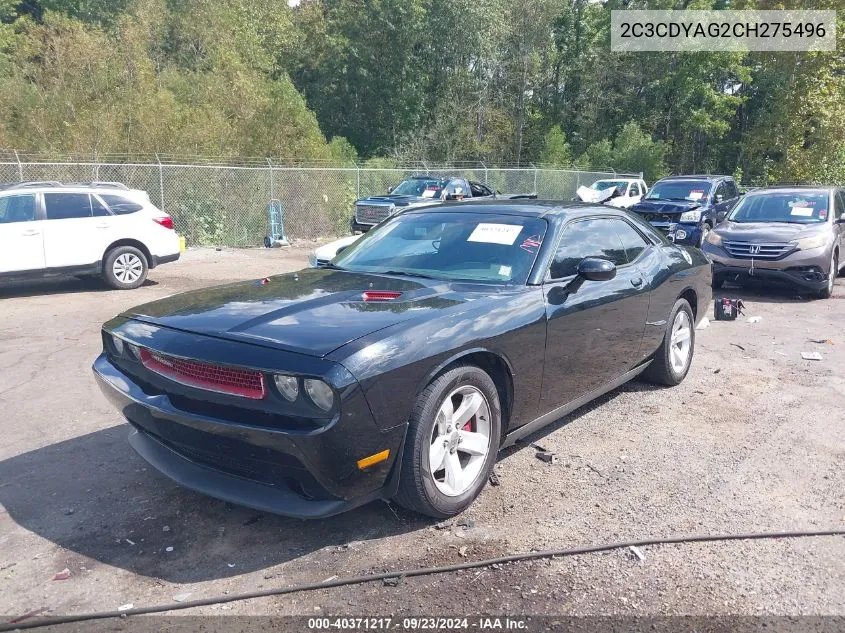 2012 Dodge Challenger Sxt VIN: 2C3CDYAG2CH275496 Lot: 40371217