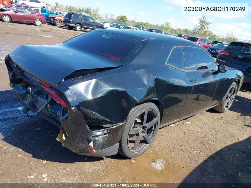 2012 Dodge Challenger Sxt VIN: 2C3CDYAG8CH170249 Lot: 40487321