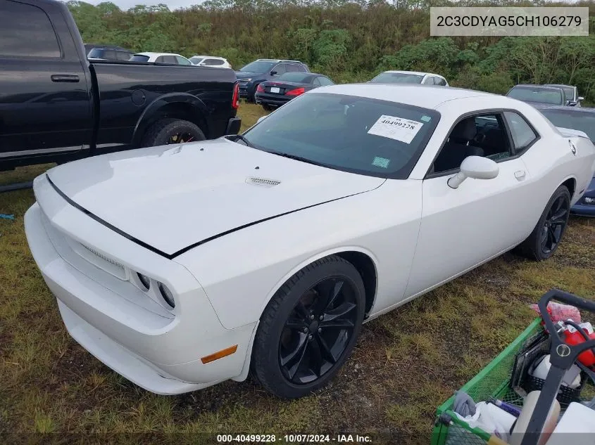 2012 Dodge Challenger Sxt VIN: 2C3CDYAG5CH106279 Lot: 40499228