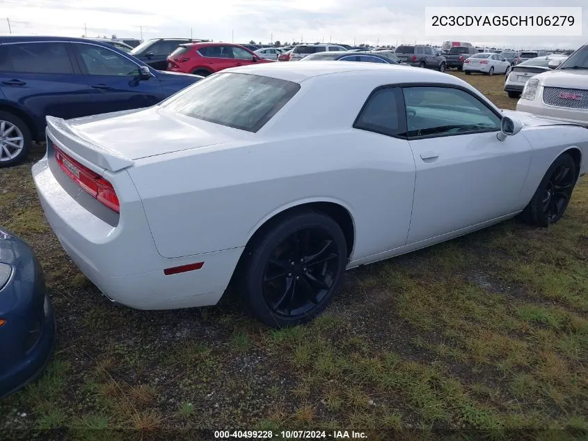 2012 Dodge Challenger Sxt VIN: 2C3CDYAG5CH106279 Lot: 40499228