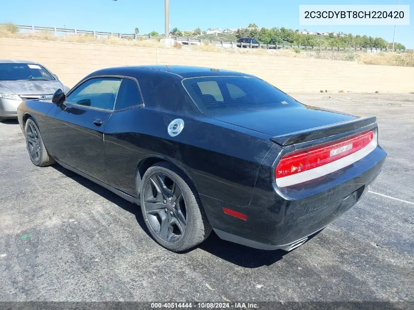 2012 Dodge Challenger R/T VIN: 2C3CDYBT8CH220420 Lot: 40514444