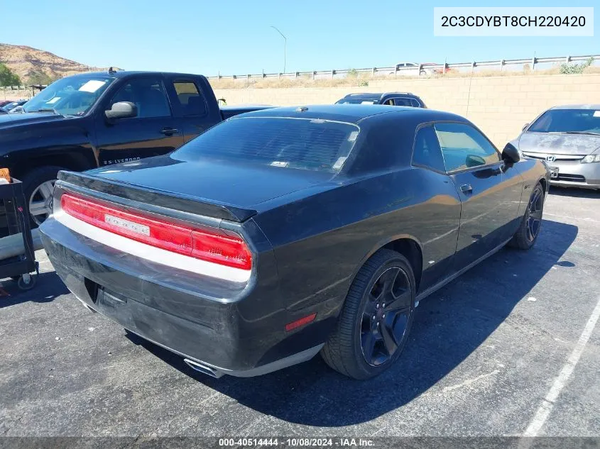 2012 Dodge Challenger R/T VIN: 2C3CDYBT8CH220420 Lot: 40514444