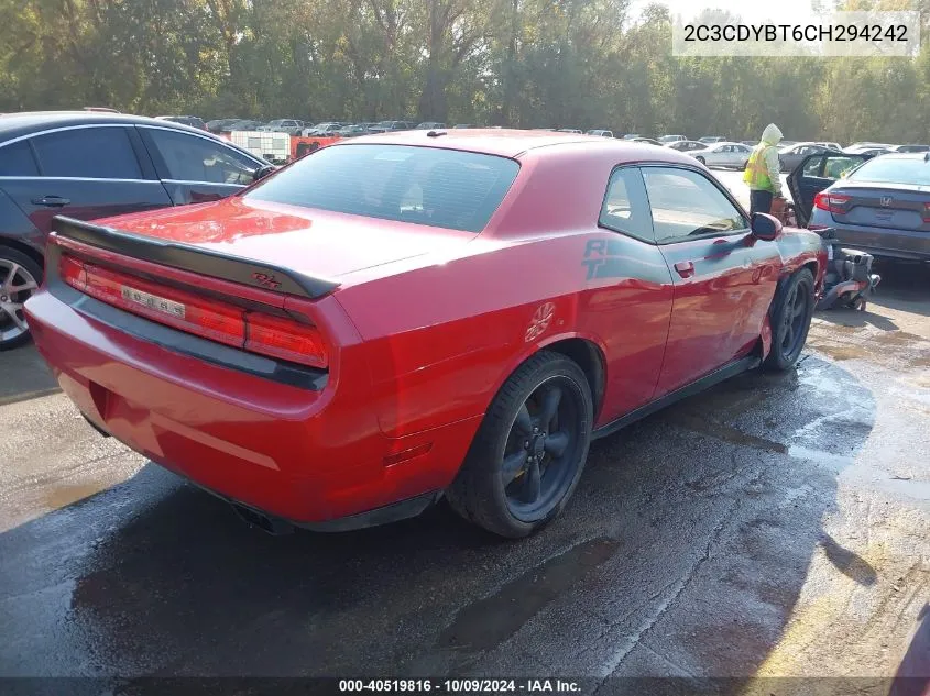 2012 Dodge Challenger R/T VIN: 2C3CDYBT6CH294242 Lot: 40519816