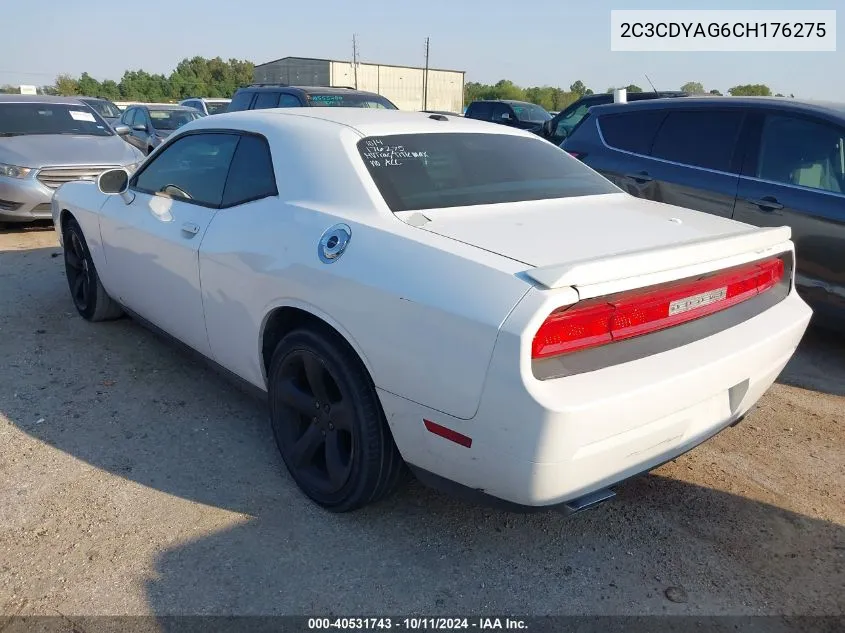 2C3CDYAG6CH176275 2012 Dodge Challenger Sxt