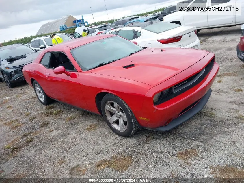 2012 Dodge Challenger Sxt VIN: 2C3CDYAG5CH292115 Lot: 40533596