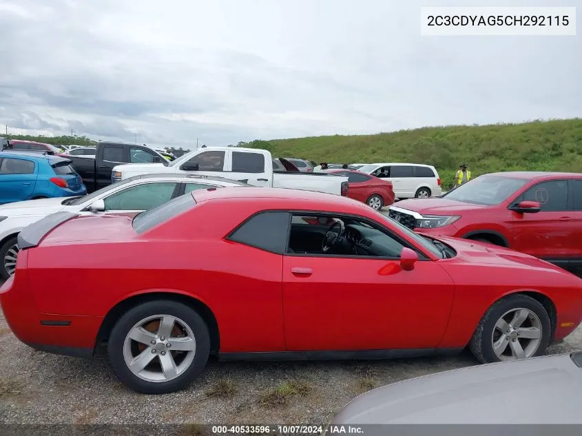 2012 Dodge Challenger Sxt VIN: 2C3CDYAG5CH292115 Lot: 40533596