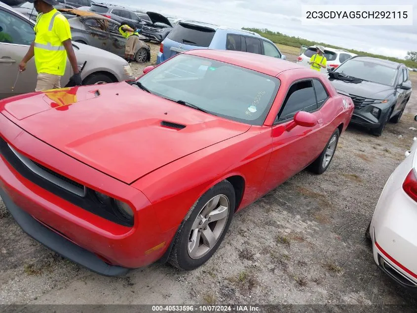 2012 Dodge Challenger Sxt VIN: 2C3CDYAG5CH292115 Lot: 40533596