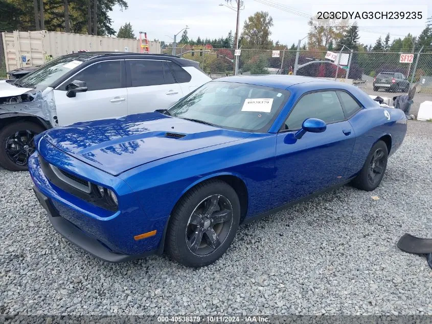 2012 Dodge Challenger Sxt VIN: 2C3CDYAG3CH239235 Lot: 40538379