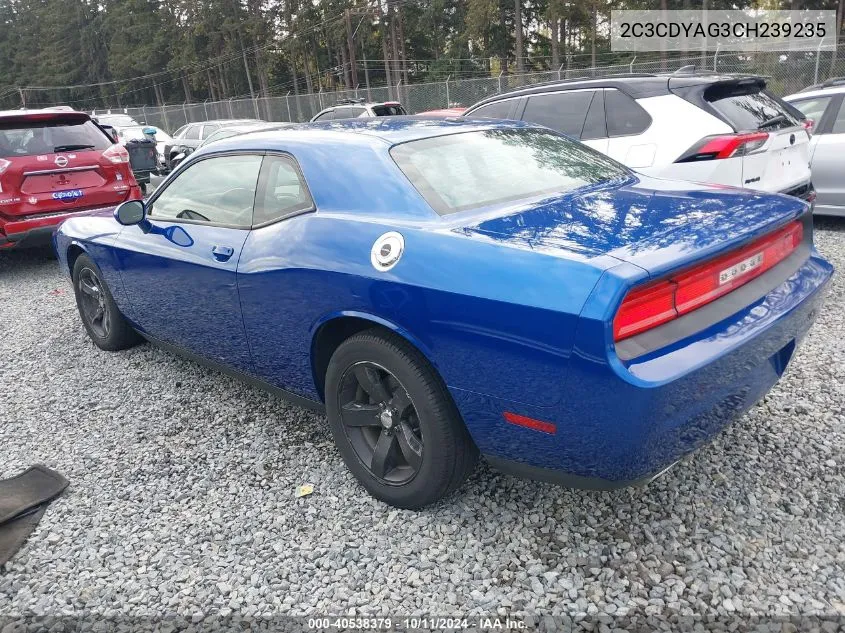 2012 Dodge Challenger Sxt VIN: 2C3CDYAG3CH239235 Lot: 40538379