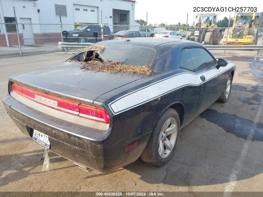 2C3CDYAG1CH257703 2012 Dodge Challenger Sxt