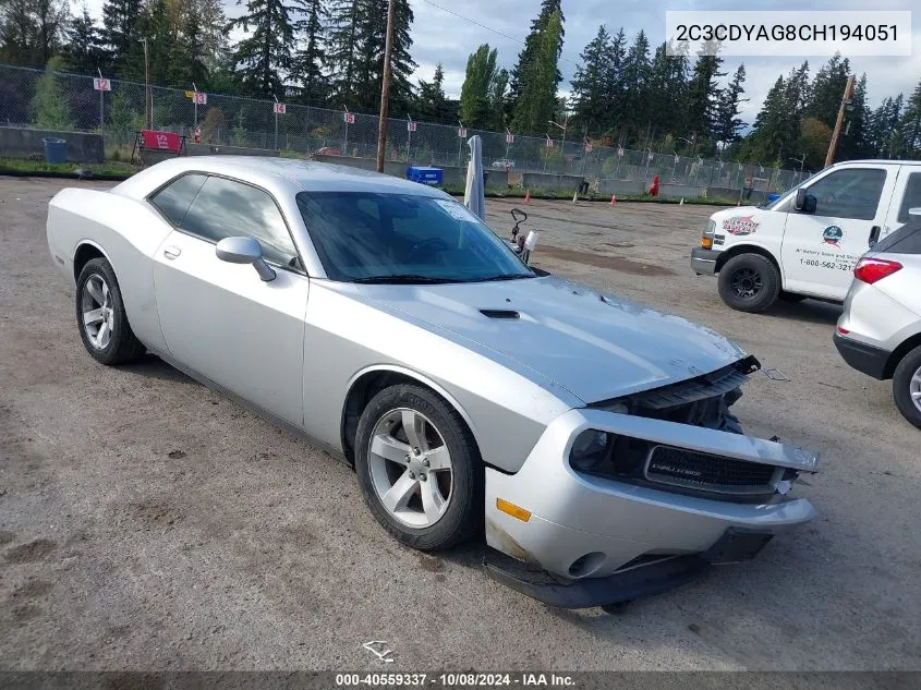 2012 Dodge Challenger Sxt VIN: 2C3CDYAG8CH194051 Lot: 40559337