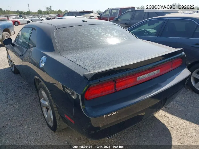 2012 Dodge Challenger Sxt VIN: 2C3CDYAG9CH292022 Lot: 40596198