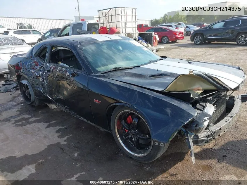 2012 Dodge Challenger Srt8 392 VIN: 2C3CDYCJ3CH214375 Lot: 40603275