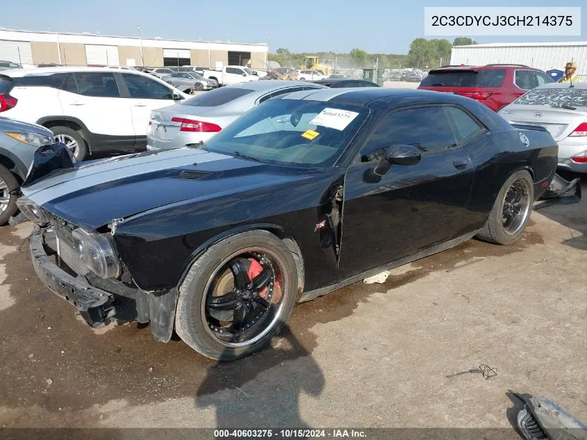 2012 Dodge Challenger Srt8 392 VIN: 2C3CDYCJ3CH214375 Lot: 40603275