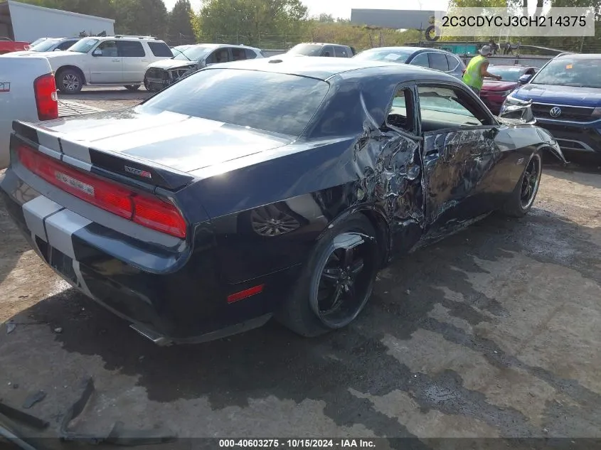 2012 Dodge Challenger Srt8 392 VIN: 2C3CDYCJ3CH214375 Lot: 40603275