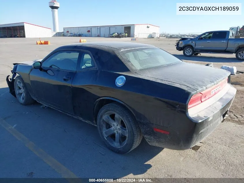 2C3CDYAGXCH189059 2012 Dodge Challenger Sxt