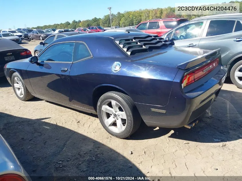 2012 Dodge Challenger Sxt VIN: 2C3CDYAG4CH204476 Lot: 40661576