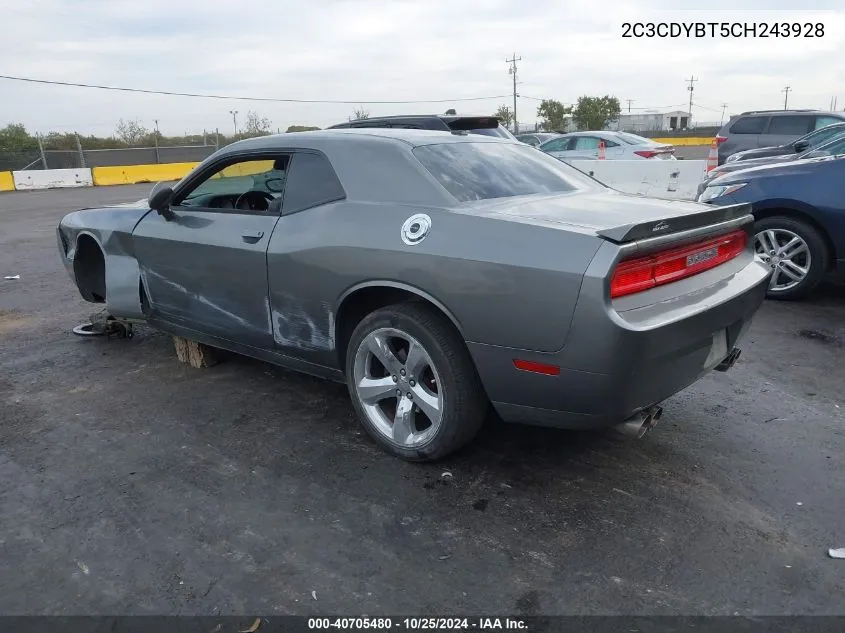 2012 Dodge Challenger R/T VIN: 2C3CDYBT5CH243928 Lot: 40705480