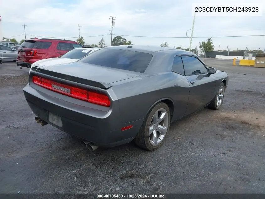 2012 Dodge Challenger R/T VIN: 2C3CDYBT5CH243928 Lot: 40705480