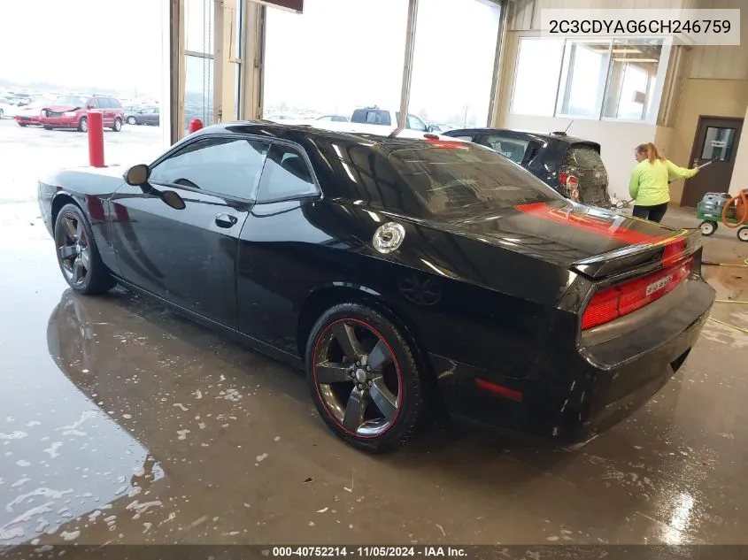 2012 Dodge Challenger Sxt VIN: 2C3CDYAG6CH246759 Lot: 40752214