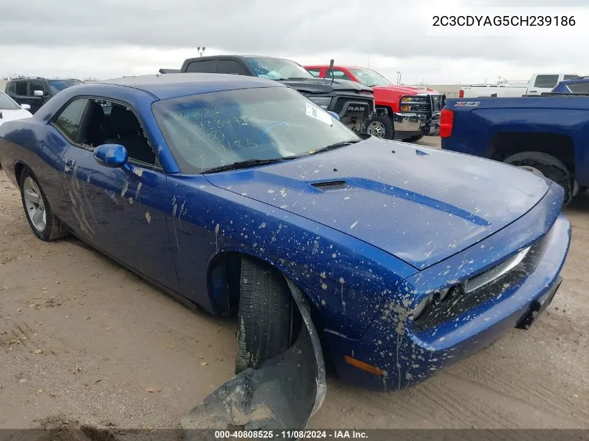 2012 Dodge Challenger Sxt VIN: 2C3CDYAG5CH239186 Lot: 40808525