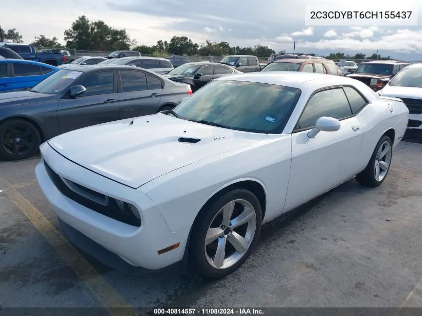 2012 Dodge Challenger R/T VIN: 2C3CDYBT6CH155437 Lot: 40814557