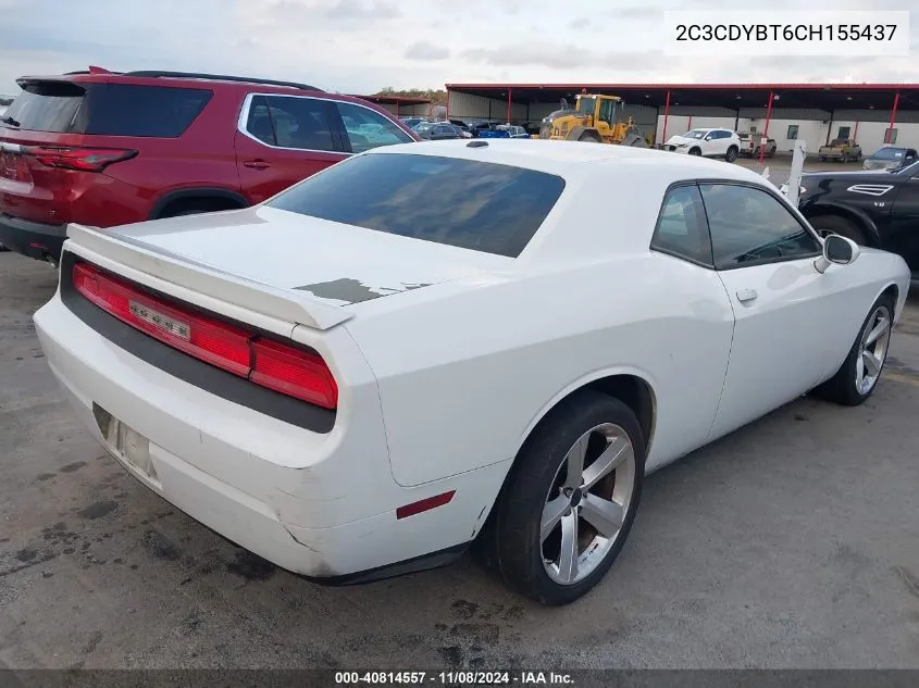 2012 Dodge Challenger R/T VIN: 2C3CDYBT6CH155437 Lot: 40814557