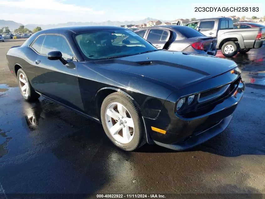 2C3CDYAG6CH258183 2012 Dodge Challenger Sxt